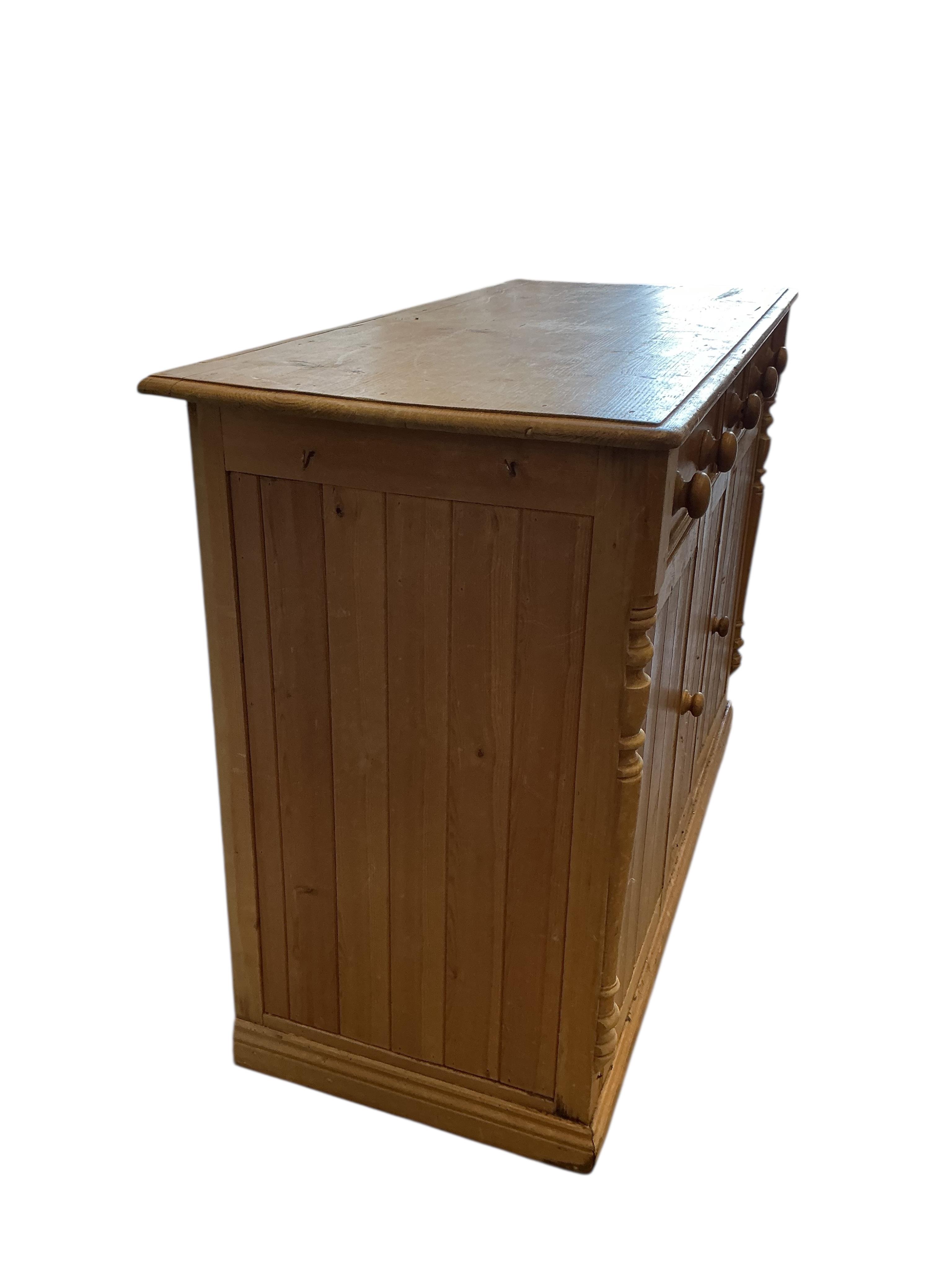 A Victorian pine sideboard, width 130cm, depth 56cm, height 96cm